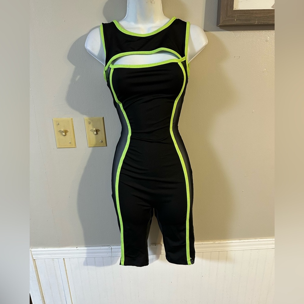 Black and Neon Green Jumpsuit